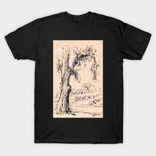 Los Angeles Veteran's Memorial Tree Ink Sketch T-Shirt